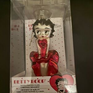 Collectible Kurt Adler Betty Boop Hand-Crafted Blown Red Glass Ornament